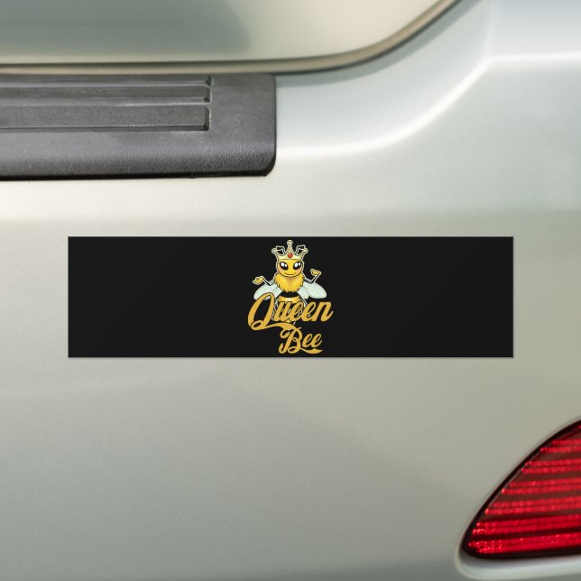 Queen Bee Crown Honey Bee Hive Gift Bumper Sticker (On Car)