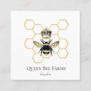 Queen Bee Crown Logo Honeybee Beekeeper Square Business Card