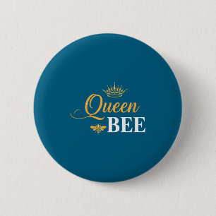 Queen bee crown script feminine nature insect love 6 cm round badge