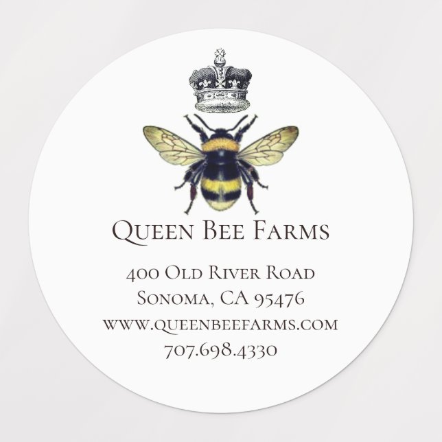 Queen Bee & Crown White Labels (Design 1)