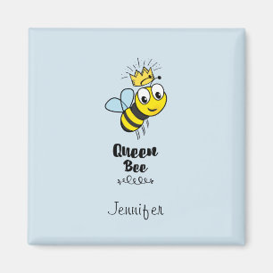 Queen Bee Cute Bumble Bee with Crown Personalised Magnet
