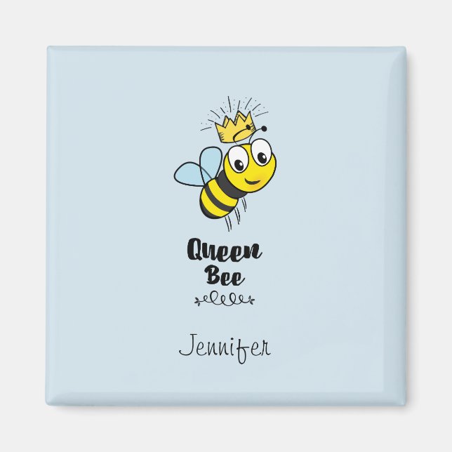 Queen Bee Cute Bumble Bee with Crown Personalised Magnet (Front)