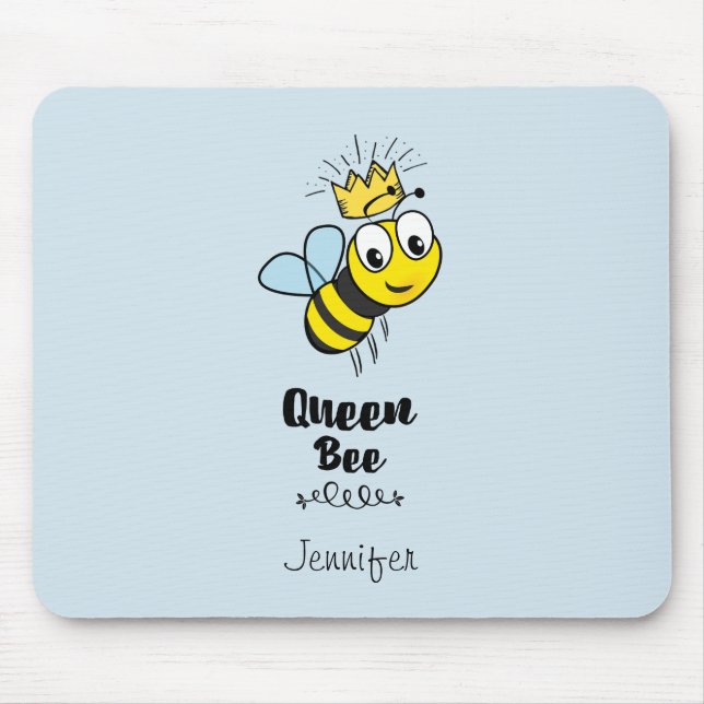 Queen Bee Cute Bumble Bee with Crown Personalised Mouse Pad (Front)