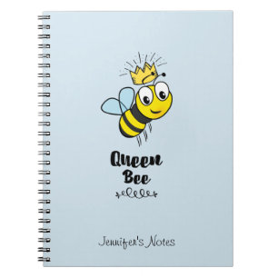 Queen Bee Cute Bumble Bee with Crown Personalised Notebook