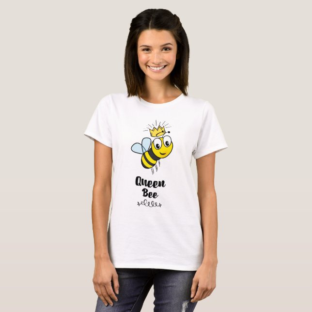 Queen Bee Cute Bumble Bee with Crown T-Shirt (Front Full)
