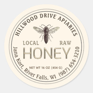 Queen Bee Editable Honey Jar Label Raw Local 