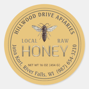 Queen Bee Editable Honey Jar Label Raw Local 