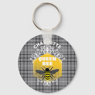 Queen Bee Funny Cute Girly Personalised Key Ring