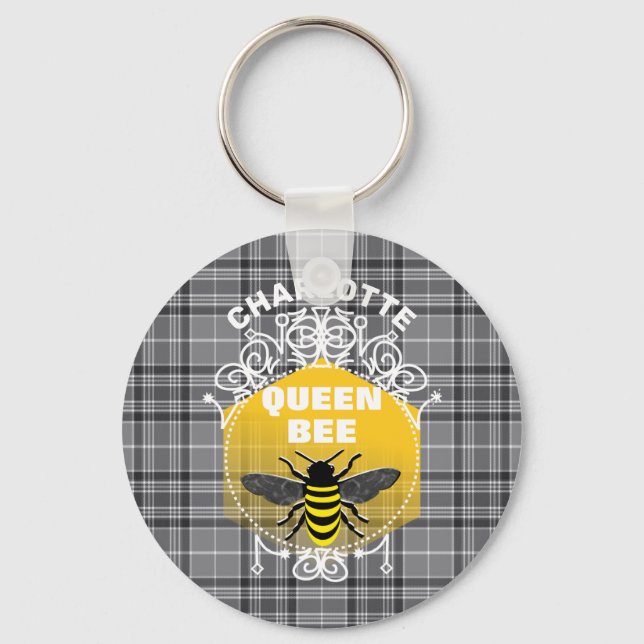 Queen Bee Funny Cute Girly Personalised Key Ring (Front)