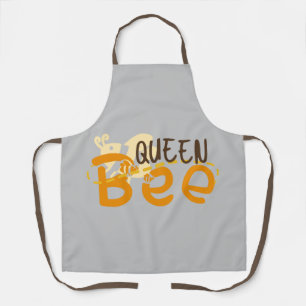 Queen Bee Funny Quote Grey Typography Apron