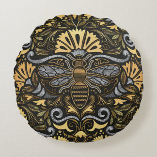 Queen bee garden // embroidery passementerie style round cushion