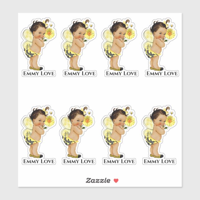 Queen Bee Girl Wings Yellow Black Stripes Sticker (Sheet)