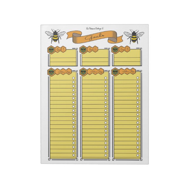 Queen Bee Goal Planner Custom Notepad (Rotated)