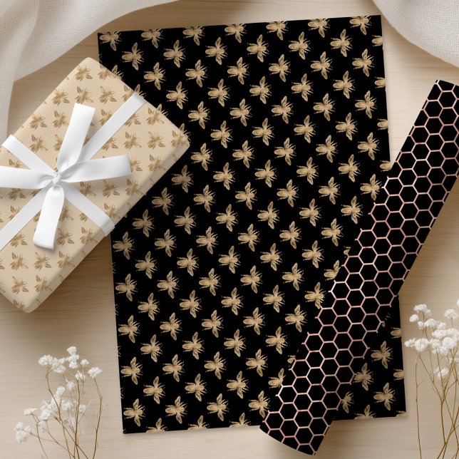 Queen Bee Gold & Black Wrapping Paper Sheets (Creator Uploaded)