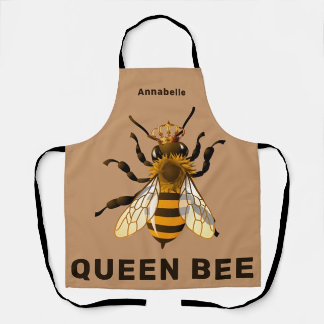 Queen Bee Gold Crown Long Apron (Front)