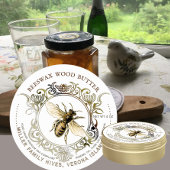 Queen Bee Gold Ornate Frame Beeswax Wood Butter Classic Round Sticker