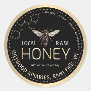 Queen Bee Honey Jar Label Local Raw Hand Bottled 