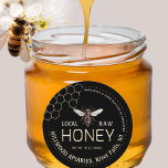 Queen Bee Honey Jar Label Local Raw Hand Bottled<br><div class="desc">Beekeepers will love this honey label! The vintage Queen Bee illustration is both bold and stunning, and the word 'honey' is offset in 3D metallic gold text. Eye-catching without being cluttered, it includes editable text that allows you to tell the buyer what type of honey they're buying (raw, local, back...</div>