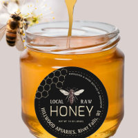 Queen Bee Honey Jar Label Local Raw Hand Bottled