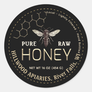 Queen Bee Honey Jar Label Pure Raw Local Honey