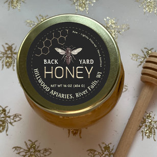 Queen Bee Honey Jar Label Raw Back Yard Honey
