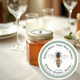 Queen Bee Honey Label with Green Border