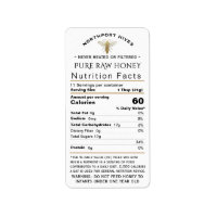 Queen Bee Honey Nutrition Fact with Infant Warning