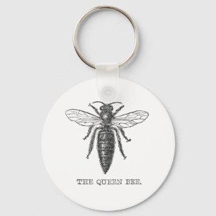 Queen Bee Illustration Bug Insect Key Ring
