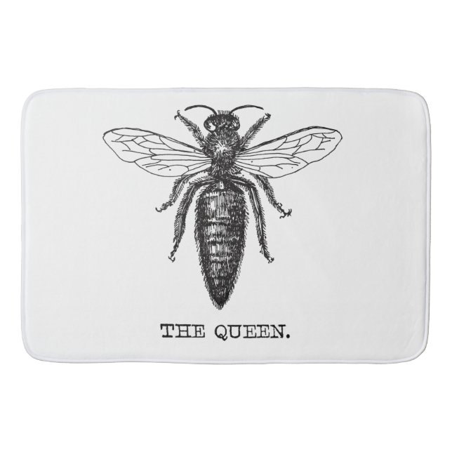 Queen Bee Illustration Classic Drawing Bath Mat (Front)