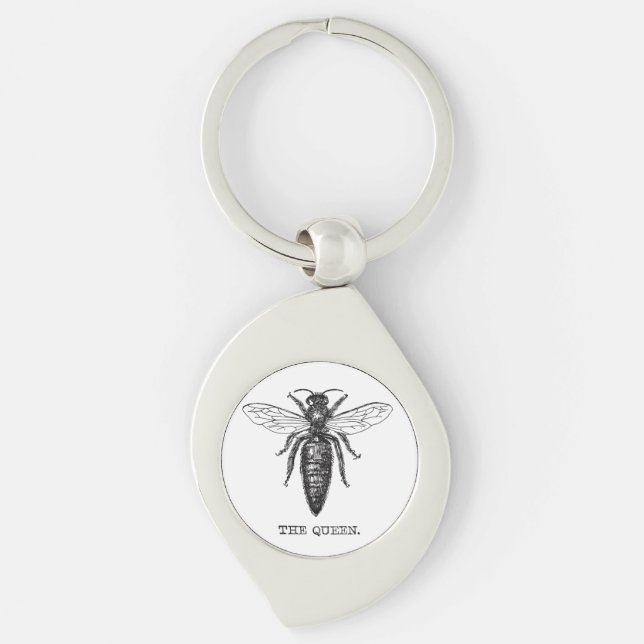 Queen Bee Illustration Classic Drawing Key Ring (Front)