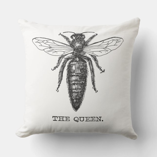 Queen Bee Illustration Classic Drawing Outdoor Cushion (Front)