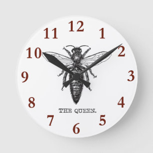 Queen Bee Illustration Classic Drawing Round Clock