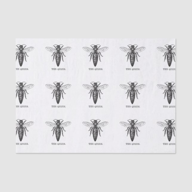 Queen Bee Illustration Classic Drawing Tissue Paper (Front)