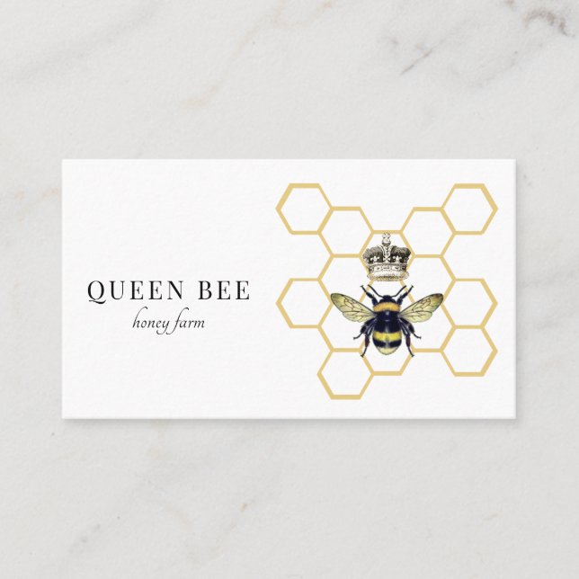 Queen Bee Logo Honeybee Beekeeper  Business Card (Front)
