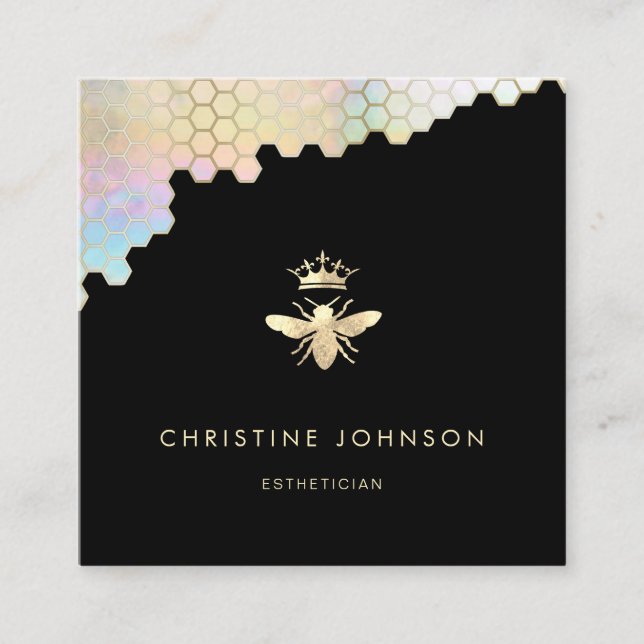 queen bee logo square business card (Front)
