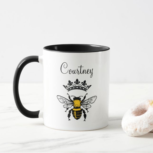 Queen Bee Monogrammed Mug (With Donut)