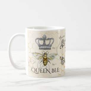 Queen Bee Mum Quote Honeycomb Monogram Coffee Mug