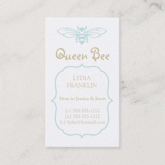 Queen Bee Mummy Calling Card (Front)