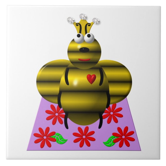Queen Bee on a Quilt Ceramic Tile (Front)