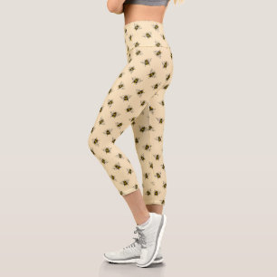 Queen Bee Pattern Capri Leggings