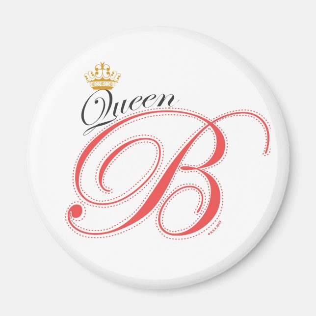 Queen Bee Pink Black Gold Crown Magnet (Front)