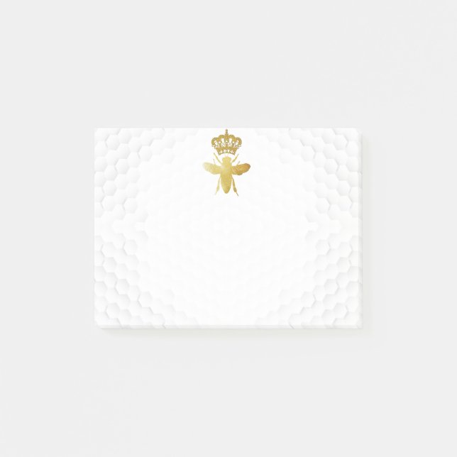 QUEEN BEE Post-It Notes - Gold Bee Crown Honeycomb (Front)