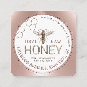 Queen Bee Rose Gold Beekeepers Apiary Honeycomb Square Business Card