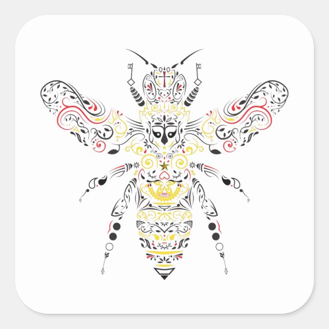 queen bee square sticker (Front)