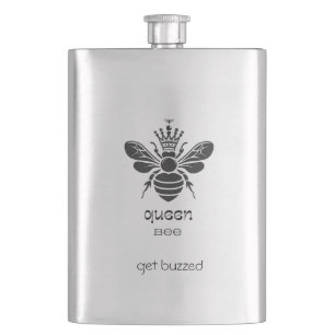 Queen Bee "Stay Buzzed" Stainless Steel Hip Flask