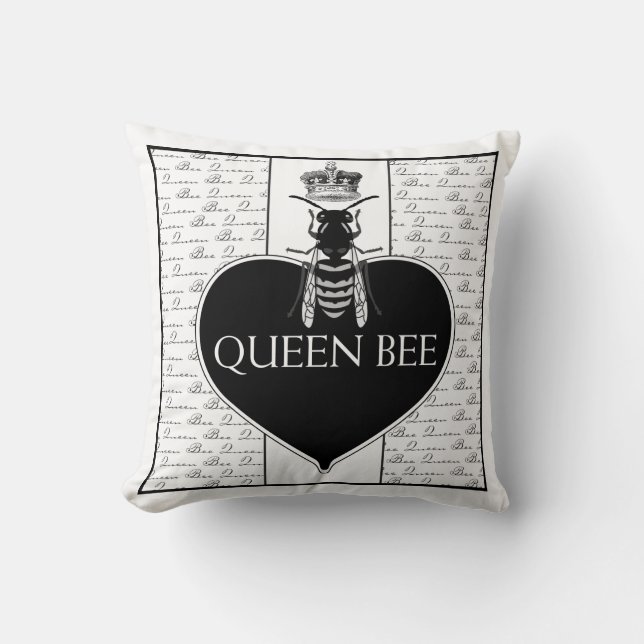Queen Bee Throw Pillow Bee (Front)