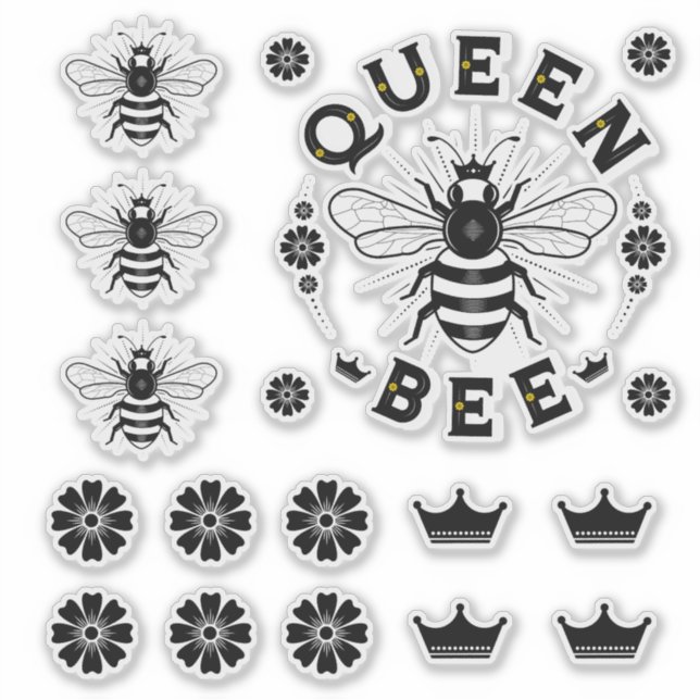 Queen Bee Transparent Vinyl Stickers (Front)