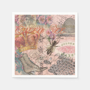 Queen Bee Vintage Beautiful Collage Napkin