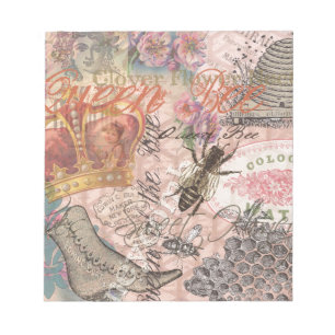 Queen Bee Vintage Beautiful Collage Notepad