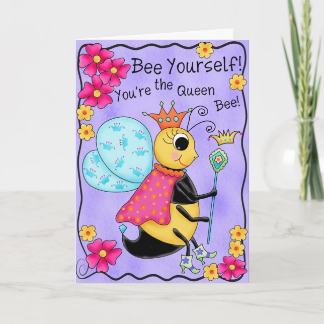Queen Bee Whimsy Honey Bee Yourself Art Card (Front)